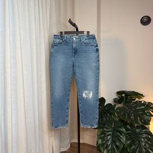 Good American Straight Leg Jean with distressed detail- Size 8